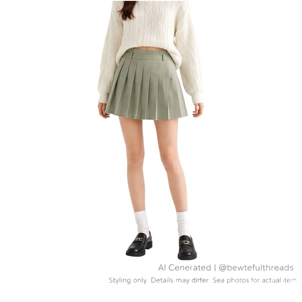 CHICWISH XS Sage Pleated Tennis Skort Mini Preppy Golfcore